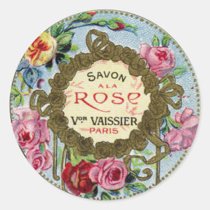 Sticker Rond Parfum Rose vintage français