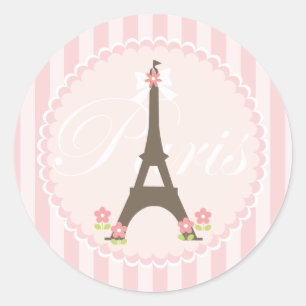 Sticker Rond Paris au printemps Girly