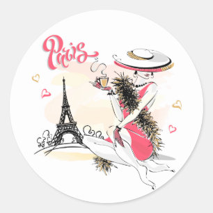 Sticker Rond Paris & Café