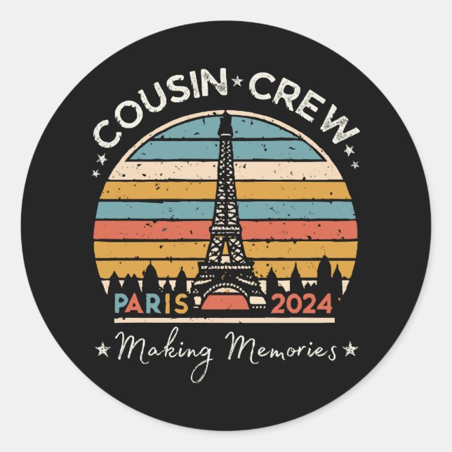 Sticker Rond Paris France - Souvenirs 2024 (Devant)