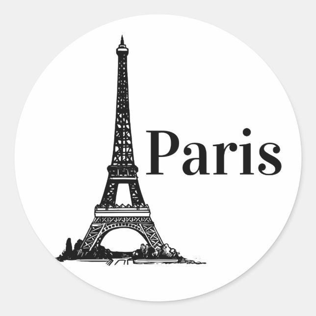 Sticker Rond Paris France, Tour Eiffel #2 (Devant)