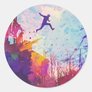 Sticker Rond Parkour Urban Free Runling Freestyling Art Moderne