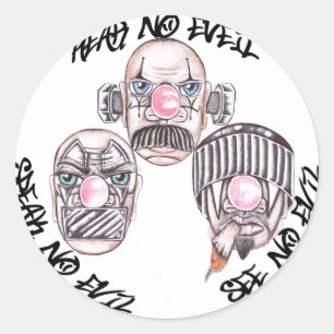 Sticker Rond parler entendre ne rien voir