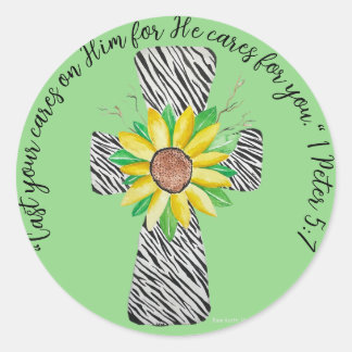 Sticker Rond Parlez Jésus Zèbre Imprimer Croix