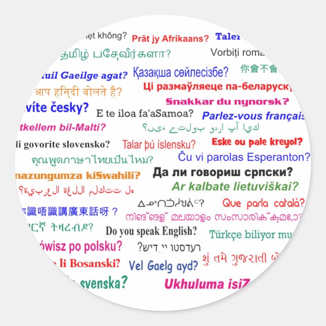 Sticker Rond Parlez-vous ... ? dans de nombreuses langues (Devant)
