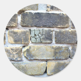 Sticker Rond Paroi en brique gris clair fissurée