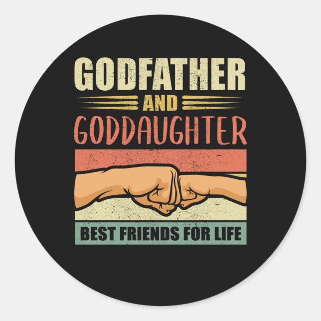 Sticker Rond Parrain Godgirl Godchild et parrain Cadeau (Devant)