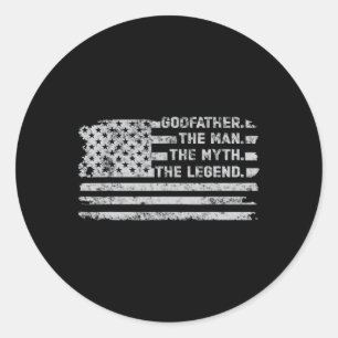 Sticker Rond Parrain L'Homme Mythe Légende Fête des pères Améri