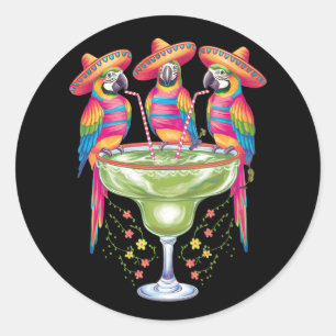 Sticker Rond Parrot Cinco De Mayo Drôle Boire Fiesta Mexicaine