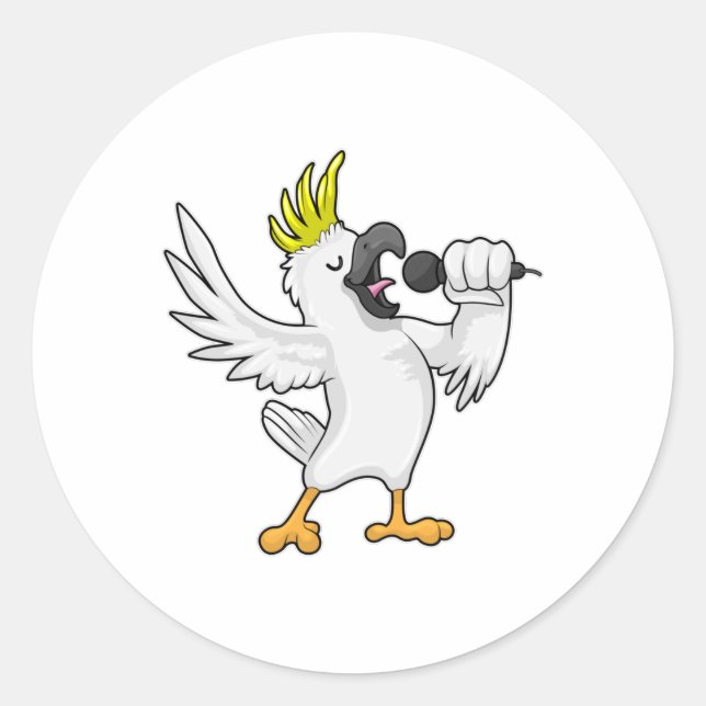 Sticker Rond Parrot en chanteur avec microphone (Devant)