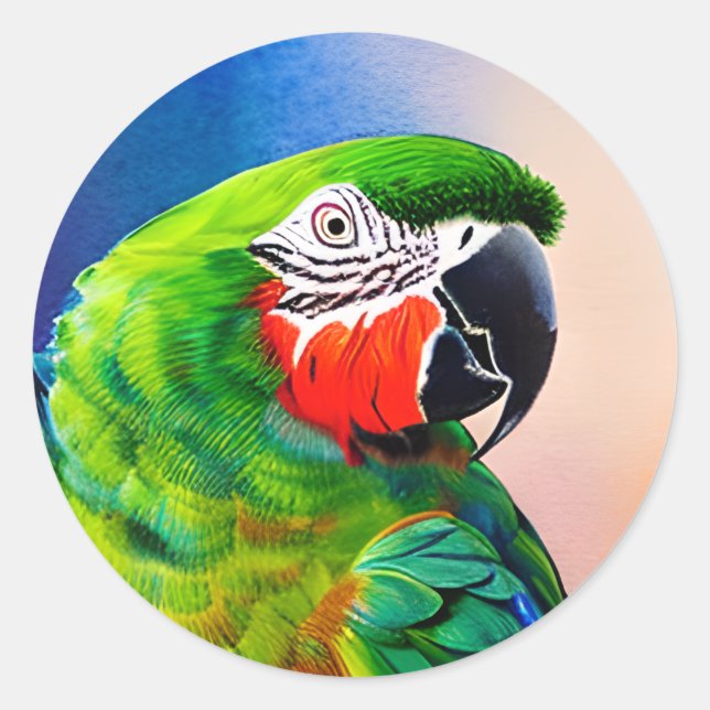 Sticker Rond Parrot générée par l'IA mignon (Devant)