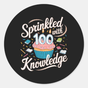 Sticker Rond Parsemé De 100 Jours De Savoir Cupcake Schoo