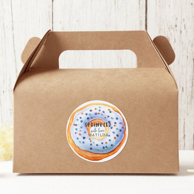 Sticker Rond Parsemé de baby shower beigne bleu amour (Créateur téléchargé)