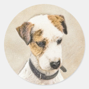 Sticker Rond Parson Jack Russell Terrier Peinture - Chien Art
