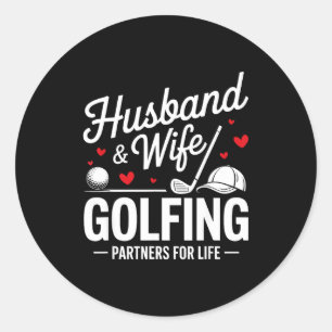 Sticker Rond Partenaires de golf mari et femme Couples