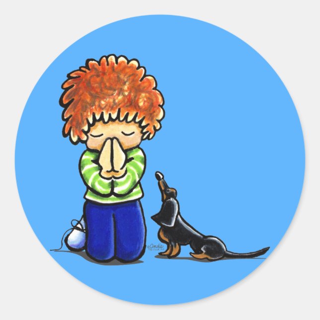 Sticker Rond Partenaires de prière Garçon B/T Dachshund (Devant)