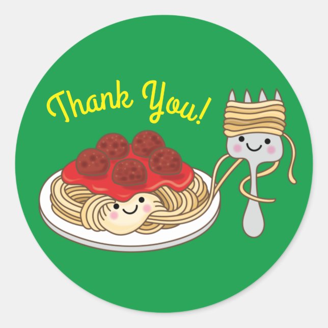 Sticker Rond Parti Anniversaire de enfant de Cute Spaghetti Kaw (Devant)