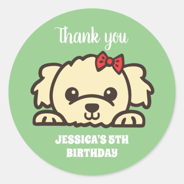 Sticker Rond Parti Anniversaire de enfant de dessin animé pour  (Devant)