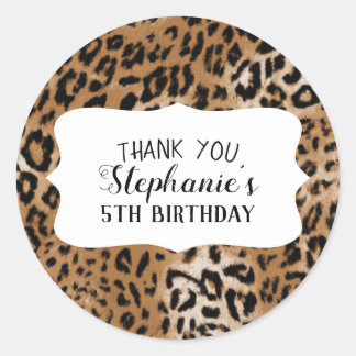 Sticker Rond Parti Anniversaire de enfant Poster de animal léop