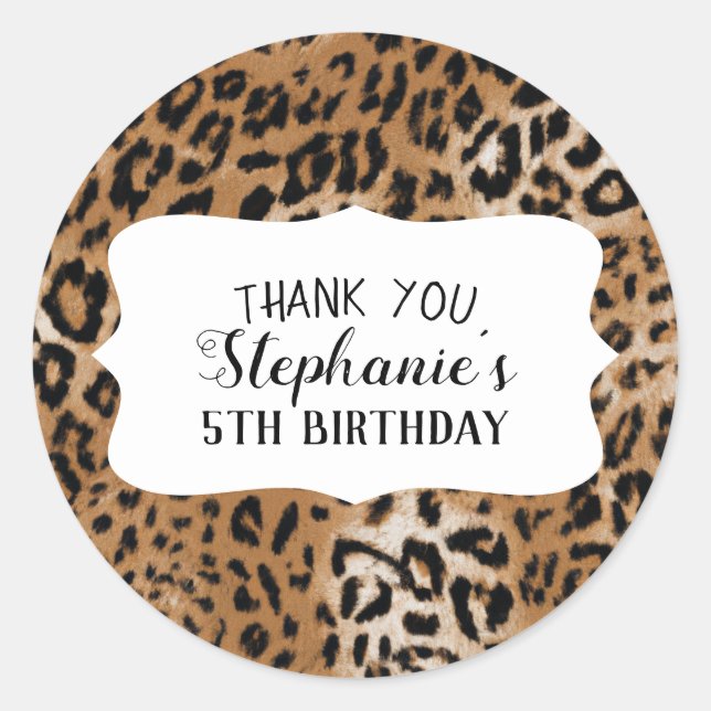 Sticker Rond Parti Anniversaire de enfant Poster de animal léop (Devant)