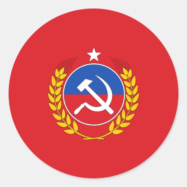 Sticker Rond Parti Communiste Du Chili, Drapeau Du Chili (Devant)