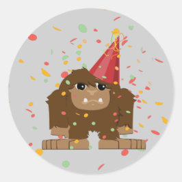 Sticker Rond Parti Confetti Sasquatch Bigfoot