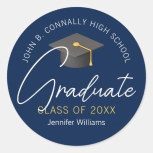 Sticker Rond Parti de graduation sur mesure de la Marine modern