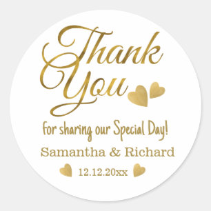 Sticker Rond Parti de mariage Merci d'or