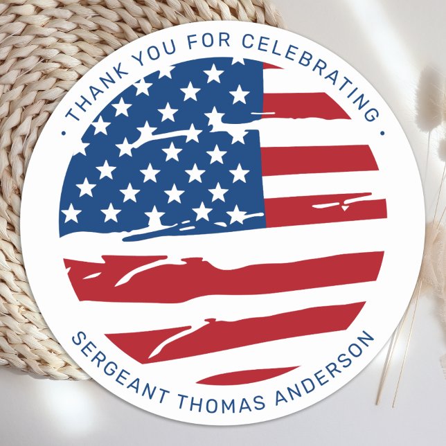 Sticker Rond Parti de retraite militaire drapeau américain patr (Créateur téléchargé)