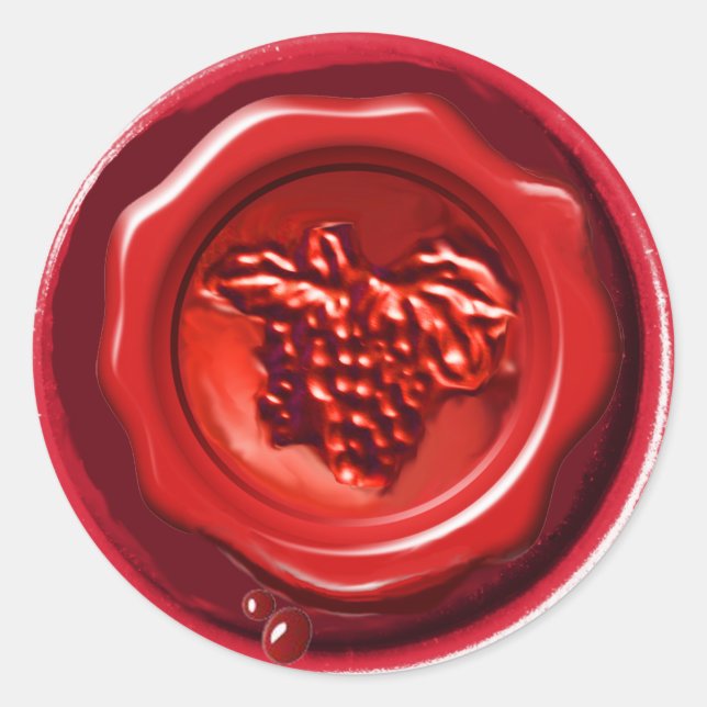 STICKER ROND PARTI DÉGUSTATION DE VIN SOMMELIER, SCEAU DE CIRE  (Devant)