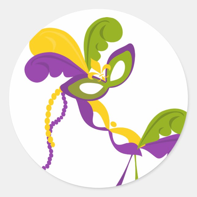Sticker Rond Parti Mardi Gras (Devant)