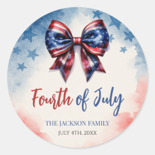 Sticker Rond Parti patriotique 4 juillet Festive Bow