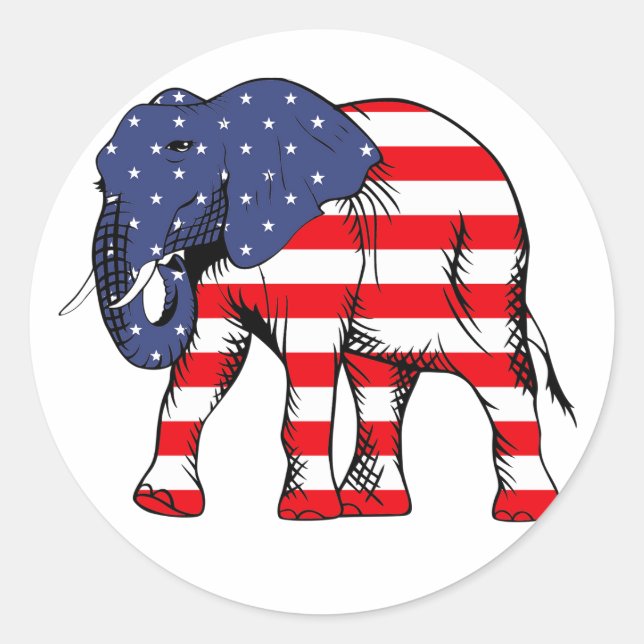 Sticker Rond Parti républicain Eléphant Républicain Vote Républ (Devant)