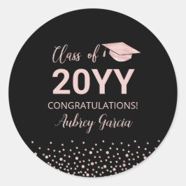 Sticker Rond Parti rose Gold Confetti Graduation Party