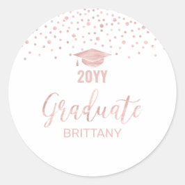 Sticker Rond Parti rose Gold Confetti Graduation Party