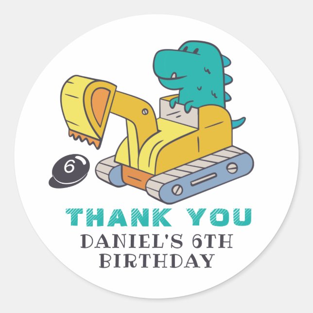 Sticker Rond Partie Anniversaire de enfant de construction de l (Devant)