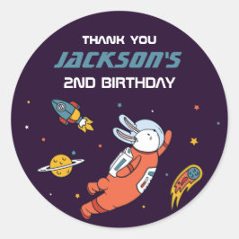 Sticker Rond Partie Anniversaire de enfant de l'astronaute Bunn
