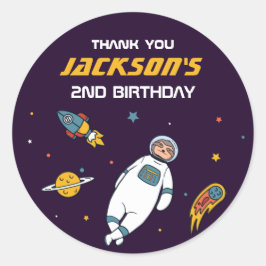 Sticker Rond Partie Anniversaire de enfant de l'astronaute Slot