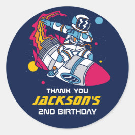 Sticker Rond Partie Anniversaire de enfant de l'astronaute spat
