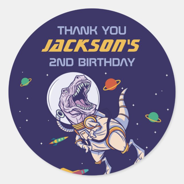 Sticker Rond Partie Anniversaire de enfant de l'astronaute T-Re (Devant)