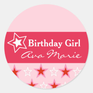 Sticker Rond Partie de fille d'anniversaire d'étoile