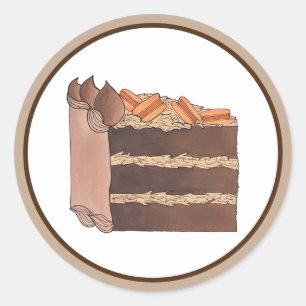 Sticker Rond Partie de gâteau au chocolat allemand Pièce de fêt