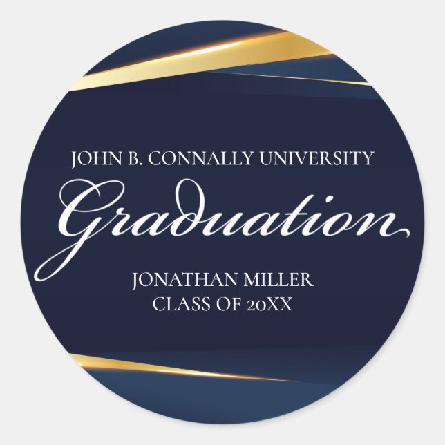 Sticker Rond Partie de graduation officielle de la Marine Blue  (Devant)