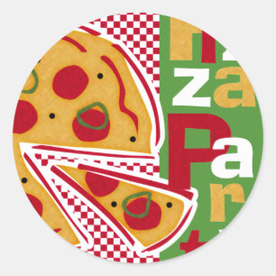Sticker Rond Partie de pizza de pepperoni