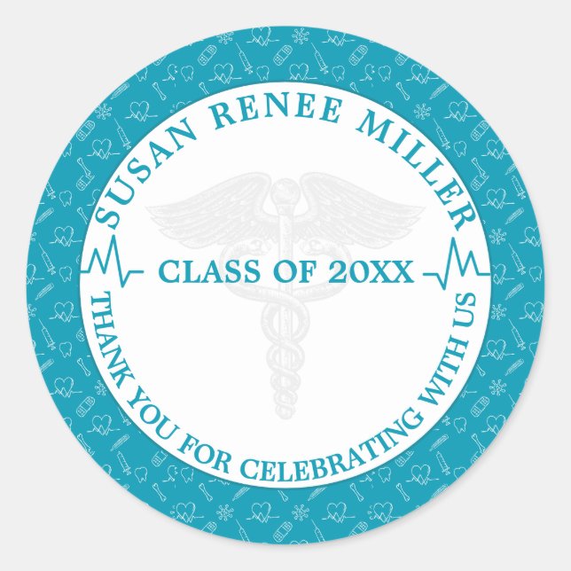 Sticker Rond Partie Médicale de graduation (Devant)