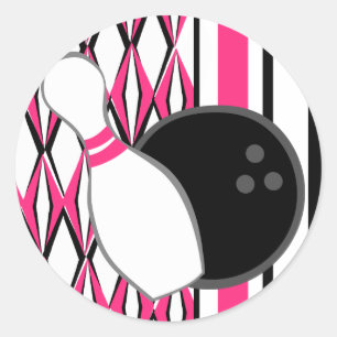 Sticker Rond Partie rose de bowling