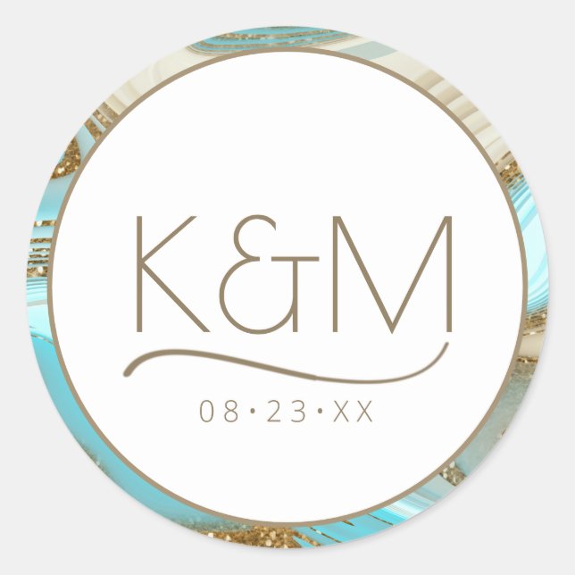 Sticker Rond Parties scintillant Abstraite Strata Border Mariag (Devant)