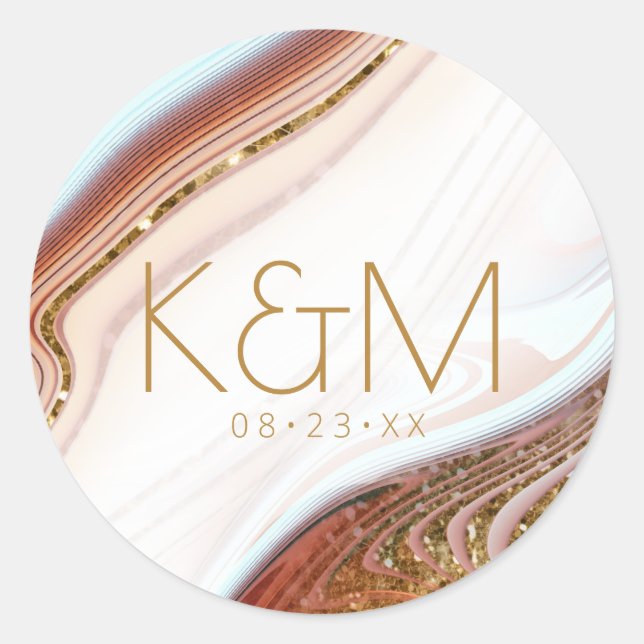 Sticker Rond Parties scintillant Abstraite Strata Mariage Wht S (Devant)