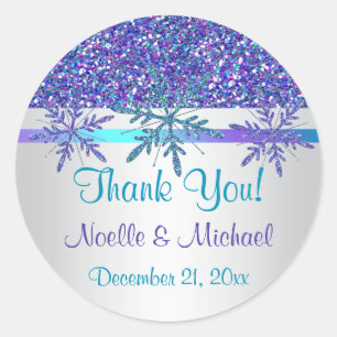 Sticker Rond Parties scintillant Aqua en argent violet REGARDER