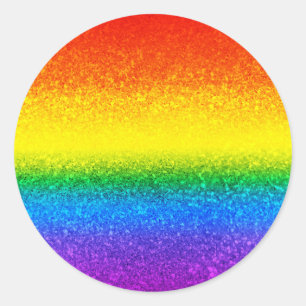 Sticker Rond Parties scintillant arc-en-ciel chic rayures Nom d